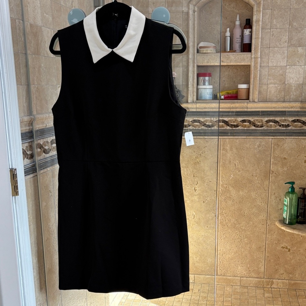 French Connection Black Dress with White Collar NWT